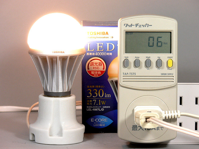 �y����LED�F60W�@������Ή�&nbsp; 6W�z�������̏���d�͂̕ω��͉��L�̕\���Q�l���ꂽ��