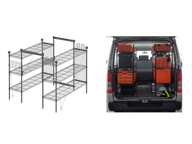 アイリスオーヤマ、職人の必需品を車内にすっきり収納できる「職人の車載ラック」 - 家電 Watch