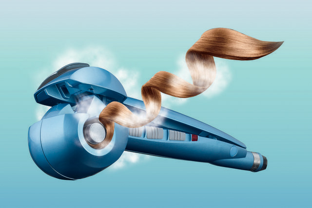 カールした髪が24時間キープできる自動カールアイロン「スチーム