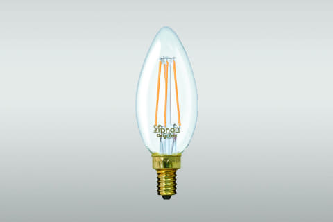 ロウソクの灯りを表現するフィラメントled電球 シャンデリアに使えるe12口金 家電 Watch