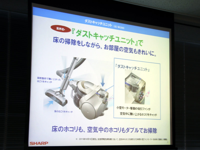 本体上部から室内のホコリを吸い込む「ダストキャッチユニット」を新たに搭載した