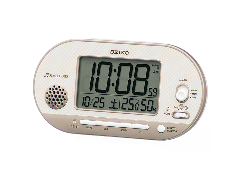 セイコー、31曲搭載で毎日異なる音楽で起きられるデジタル目ざまし時計