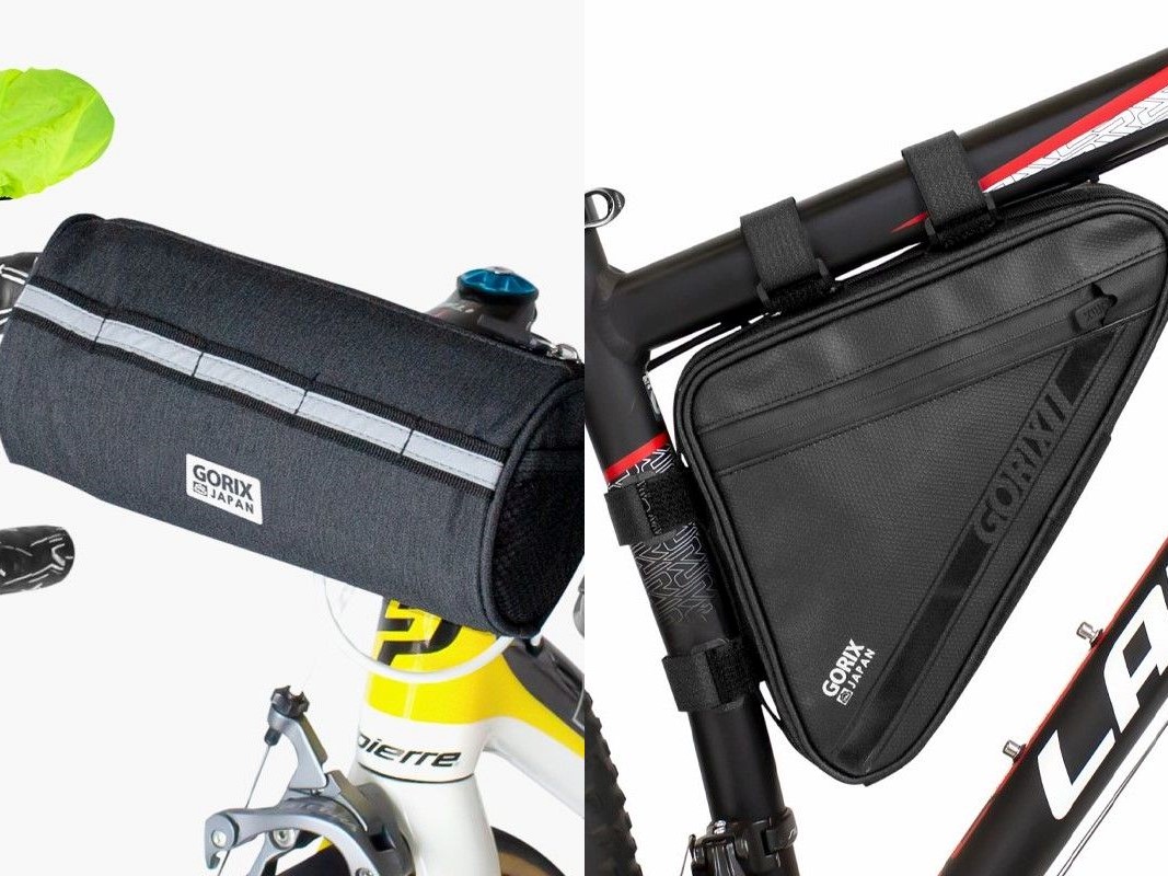 自転車通勤や通学に便利な防水のフレーム・フロントバッグ。付属