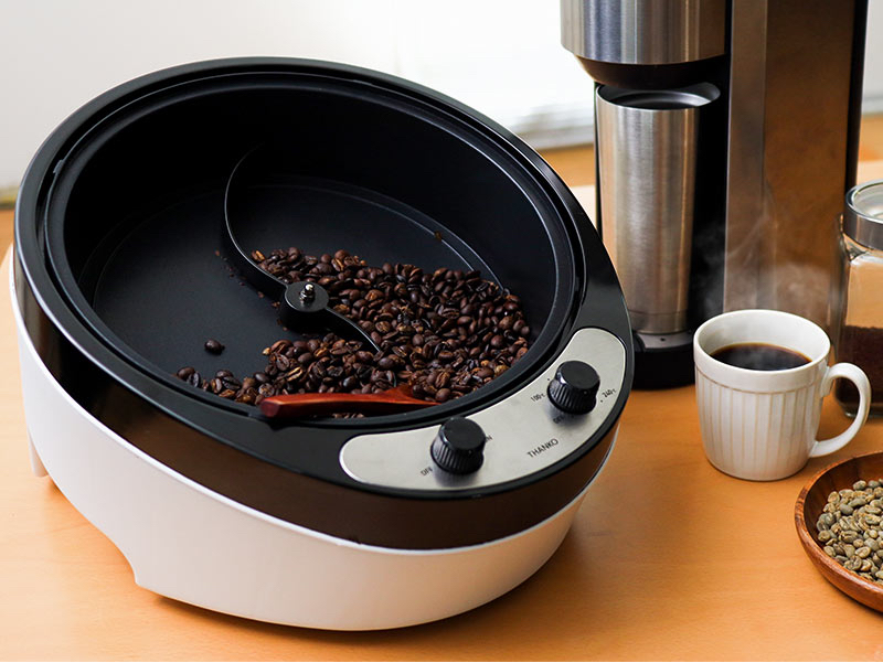 本格コーヒー 生豆焙煎機 コーヒーロースター ムラが出ない熱風式 自動冷却機能 浅煎りから深煎り可能 生豆ロースト珈琲生豆の焙煎具合が視覚で 