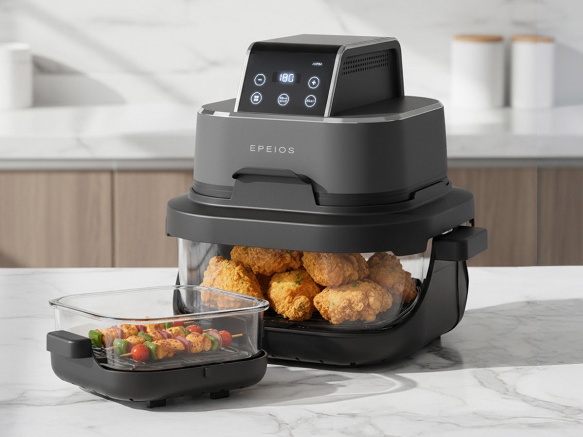 中が見えるエアフライヤー、ガラスボウル2個で時短 - 家電 Watch