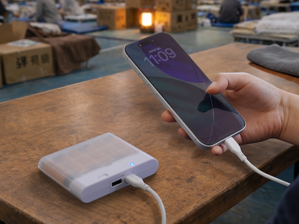 単3電池6本でスマホ充電できるモバイルバッテリー 防災用に - 家電 Watch