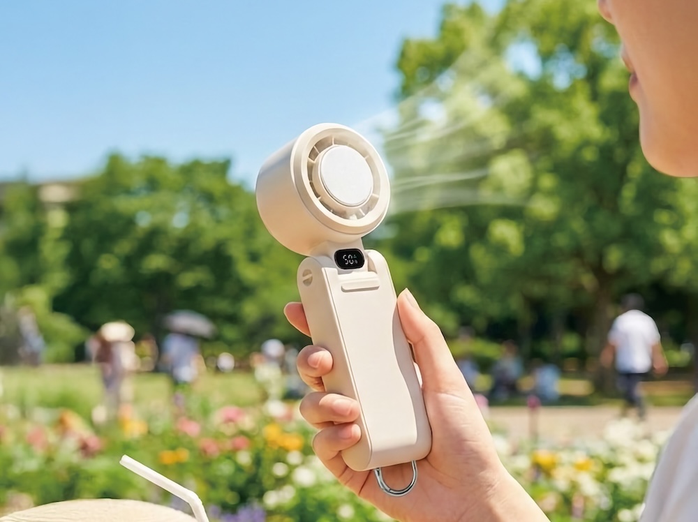 ドウシシャ 3段階調整可能なスタンドファン ドウシシャのハンディファン、冷却プレート搭載で100段階風量調節